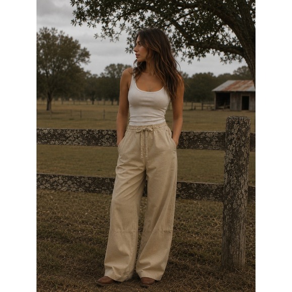 Zara Pants - Zara Washed Twill Pants Light Whiskey Old Money Coastal Oversized Quiet Luxury